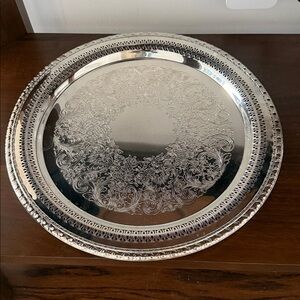 Vintage Rogers and bro 1772 silver tray. Ornate Silver Serving Tray